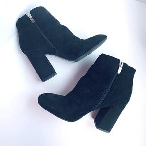 Marc Fisher Microsuede Block-Heel Ankle Booties